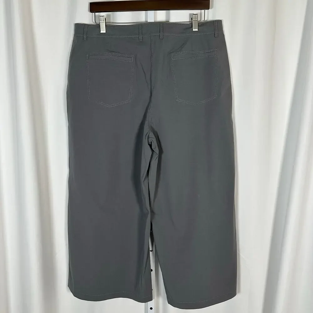 NWT Lafayette 148 Bi-Stretch Pima Cotton Fulton Cropped Pant Rock 14 Minimalist‎